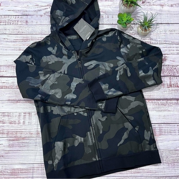Valentino Rockstud Zip up Hoodie Sweatshirt